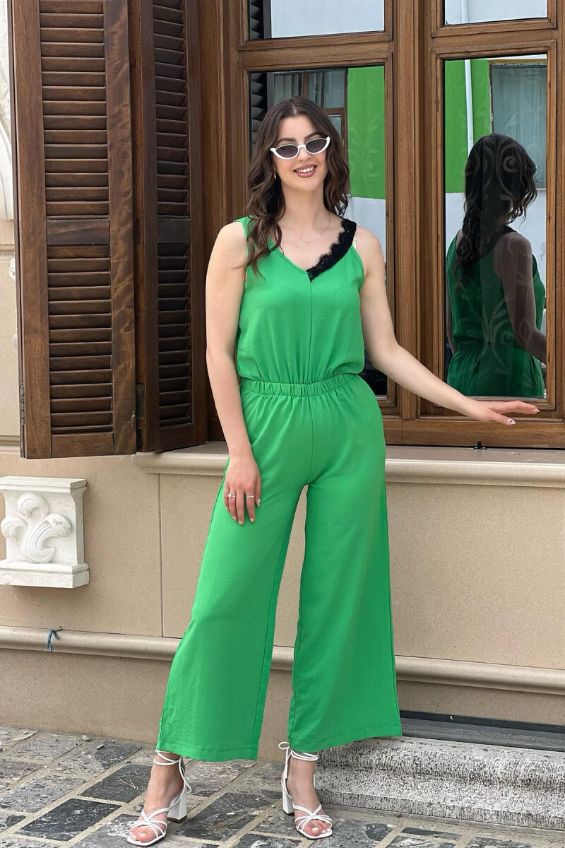 DANTELLE V-NECK WOMEN JUMPSUIT GREEN/JESHILE - 1