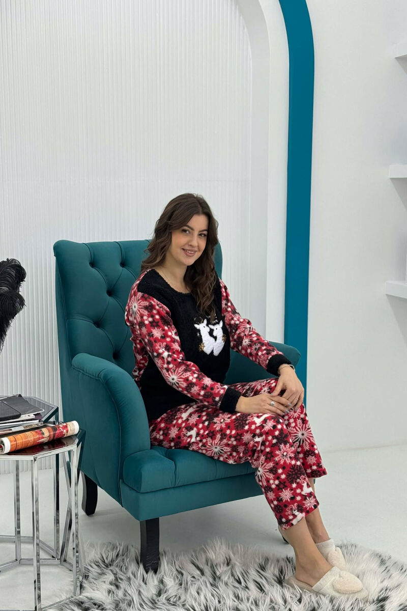 DEER FRONT IMAGE SWEATSHIRT+TROUSERS WOMEN PYJAMAS BLACK/ E ZEZE - 1