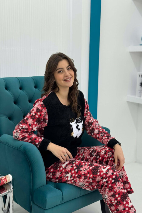 DEER FRONT IMAGE SWEATSHIRT+TROUSERS WOMEN PYJAMAS BLACK/ E ZEZE - 2