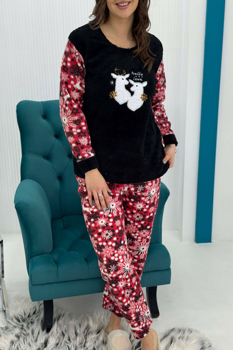 DEER FRONT IMAGE SWEATSHIRT+TROUSERS WOMEN PYJAMAS BLACK/ E ZEZE - 4