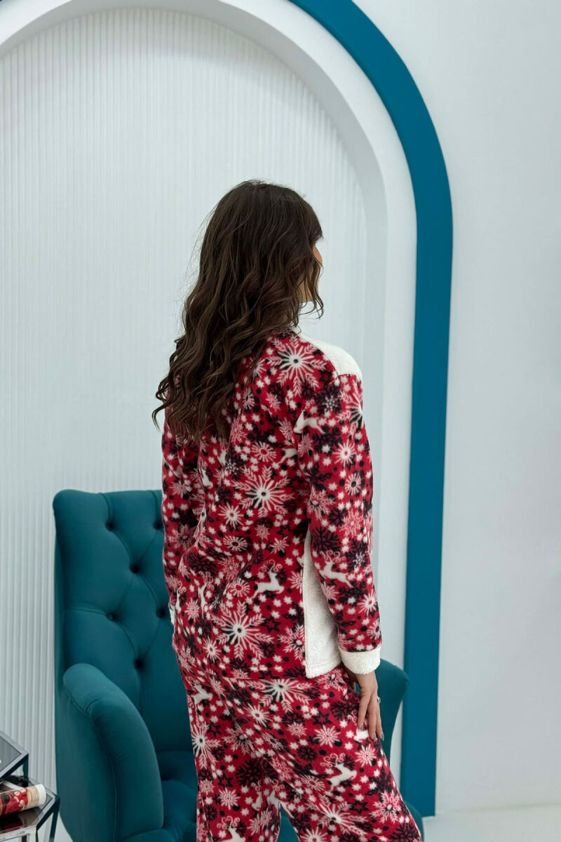 DEER FRONT IMAGE SWEATSHIRT+TROUSERS WOMEN PYJAMAS WHITE-E BARDHE - 3