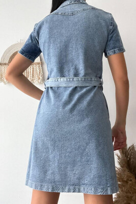 DENIM BUTTONS BELT SHORT DRESS BABY BLUE/BLU BY - 4