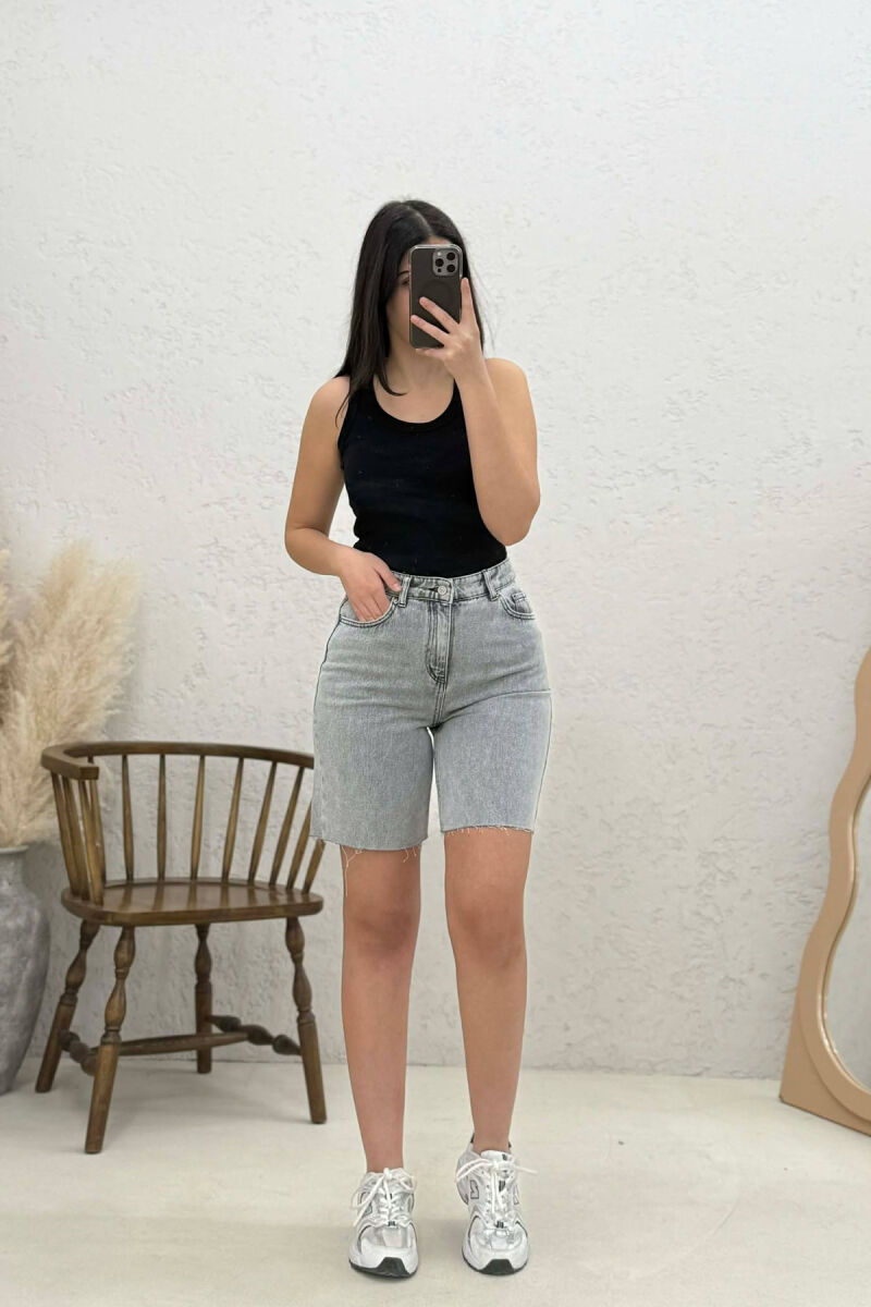 DENIM CUT OFF EDGES WOMAN SHORTS GREY/GRI - 1