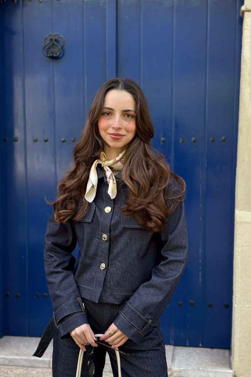 DENIM GOLD BUTTONS JACKET + JEANS WOMAN SET BLUE/BLU - 5