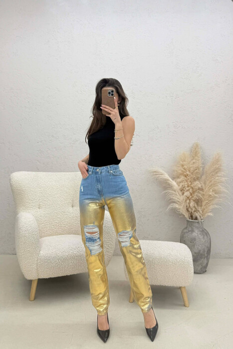 DENIM SHINY DETAILS WOMEN JEANS GOLDEN ROD/GOLD 
