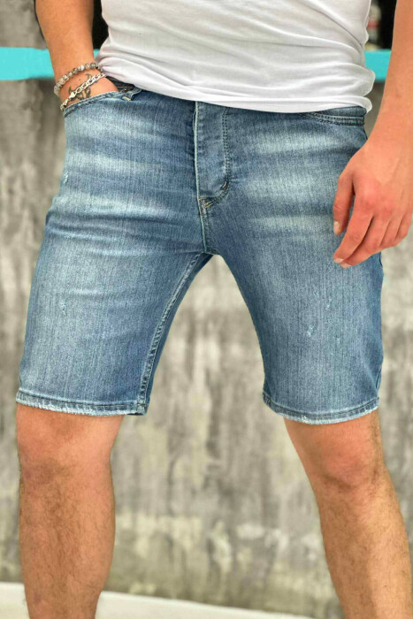 DENIM SHORT MEN JEANS BLUE/BLU - KLAUDIO FASHION
