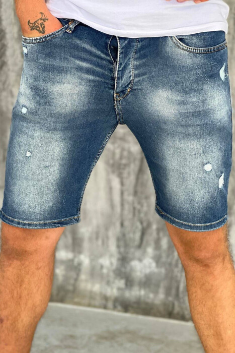 DENIM SHORT MEN JEANS BLUE/BLU - KLAUDIO FASHION