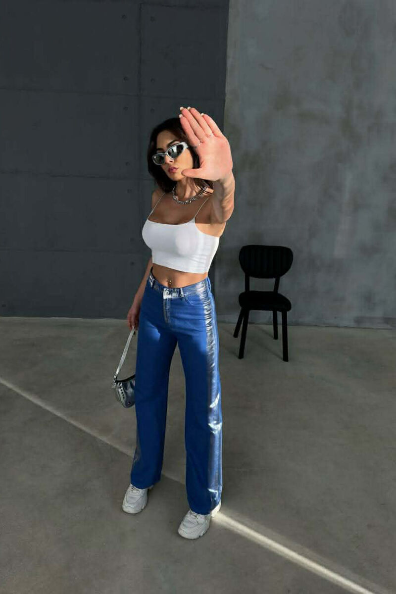 DENIM SILVER DETAILS WIDE LEG WOMEN JEANS BLUE/BLU - 2