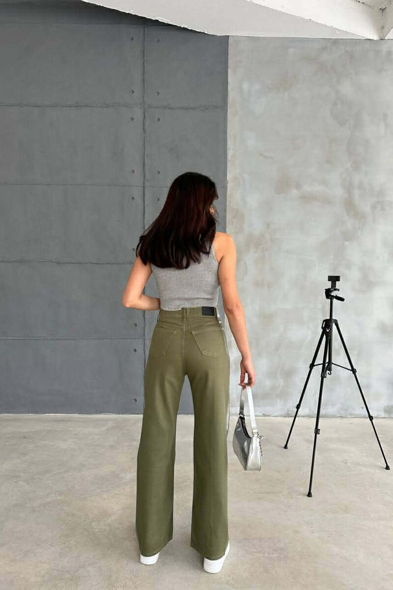 DENIM SILVER DETAILS WIDE LEG WOMEN JEANS GREEN/JESHILE - 4