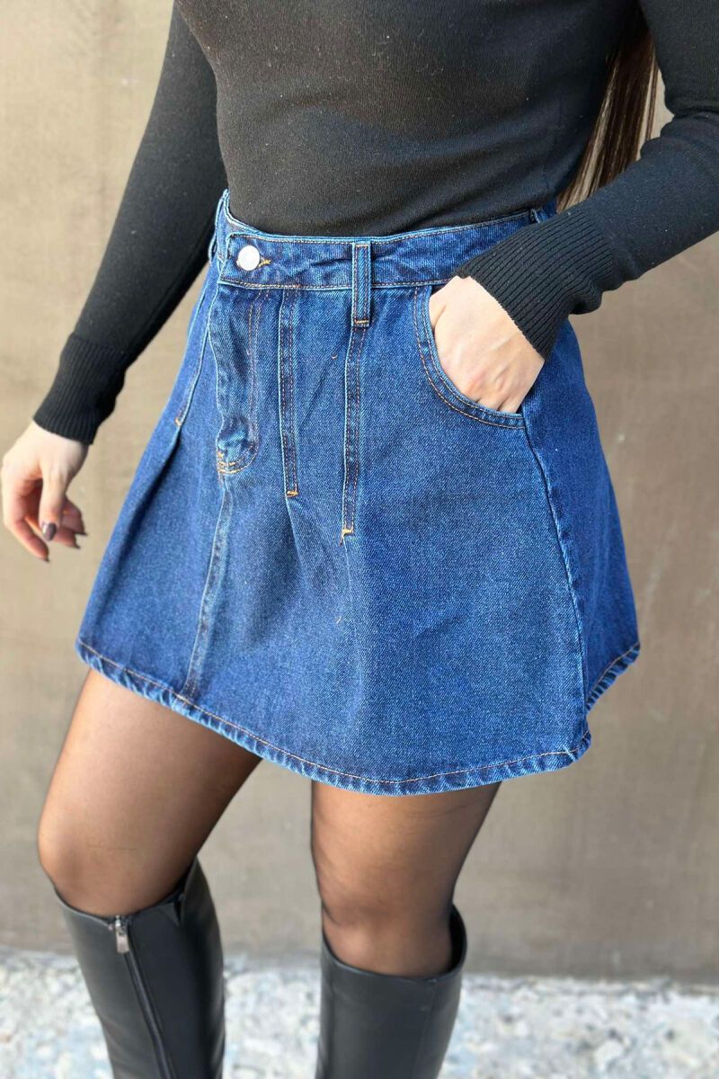 DENIM SIMPLE WOMEN SKIRT BLUE/BLU - 3