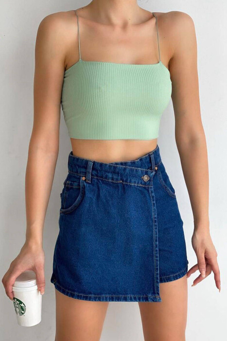 DENIM SIMPLE WOMEN SKORT BLUE/BLU - KLAUDIO FASHION