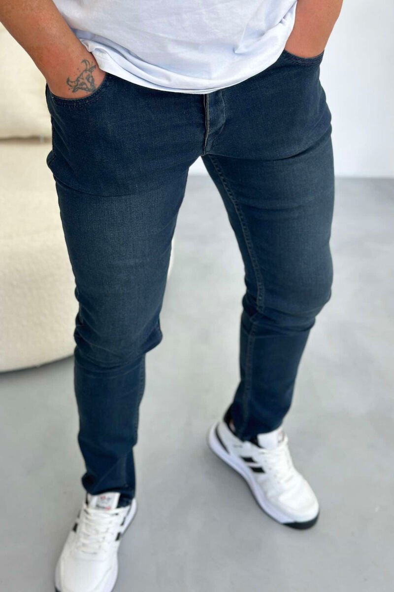 DENIM SLIM FIT SIMPLE MEN JEANS DARK BLUE/BEE - 2