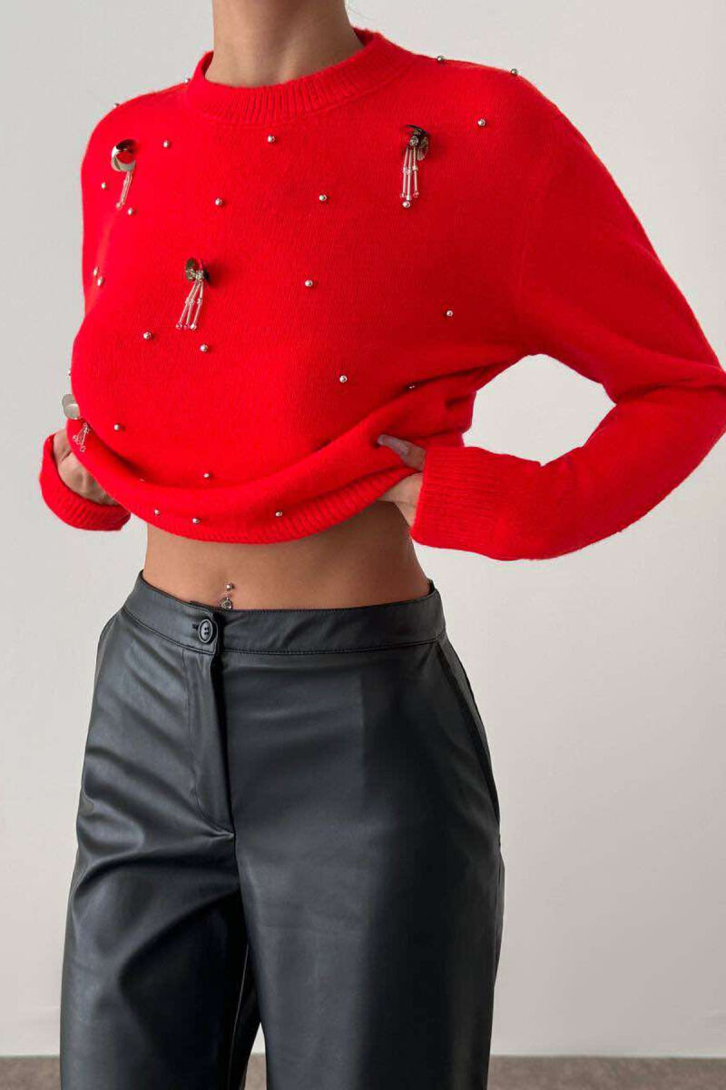 DESIGHN ONE COLOR WOMAN SWEATER RED/E KUQE - 1