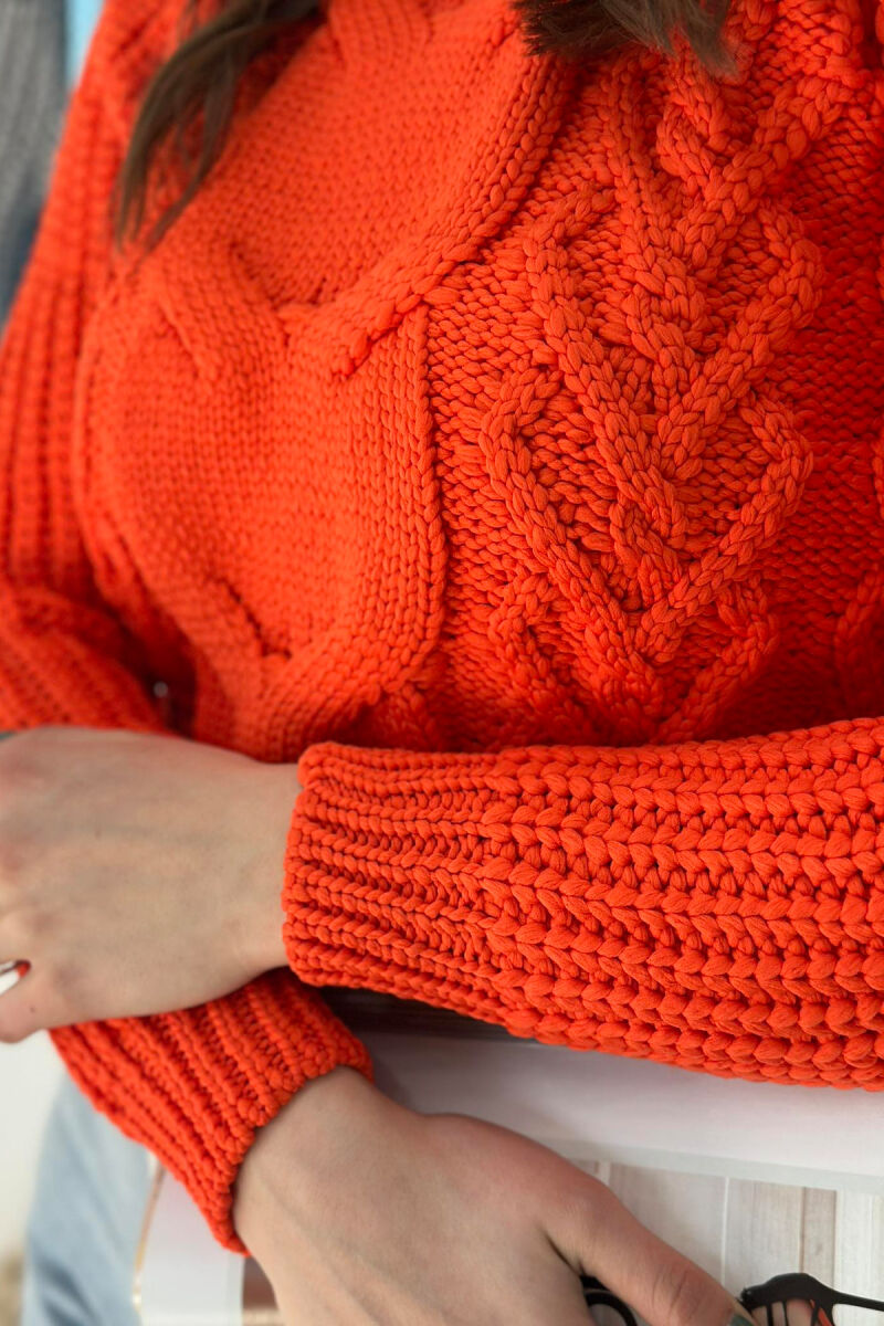 DESIGN ONE COLOR WOMAN SWEATER ORANGE/PORTOKALLI - 3