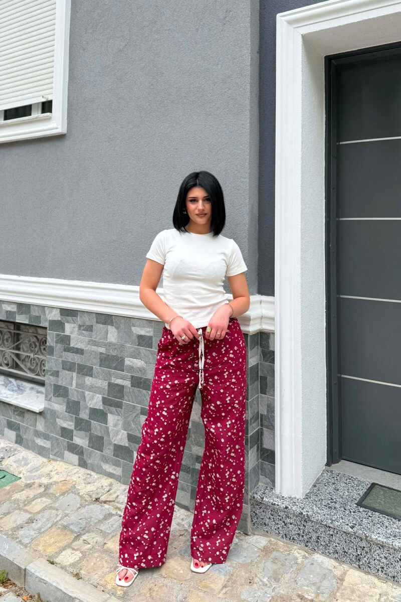 DESIGNED ELASTIC WAIST WOMAN TROUSERS BURGUNDY/VISHNJE - 4