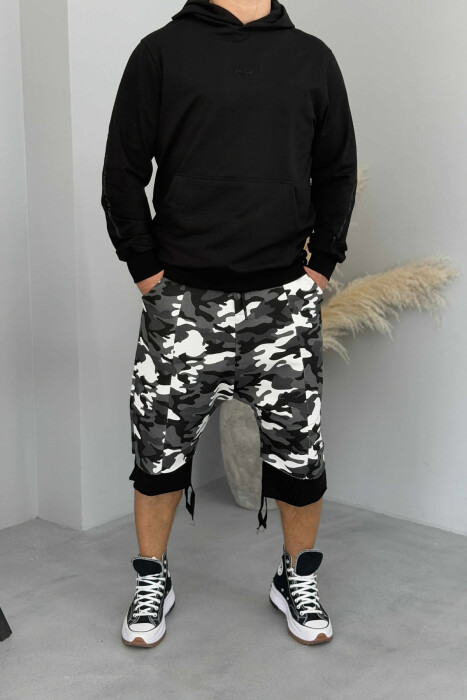 DESIGNED HAREM MEN SHORTS DARK GREY/GEE - KLAUDIO FASHION