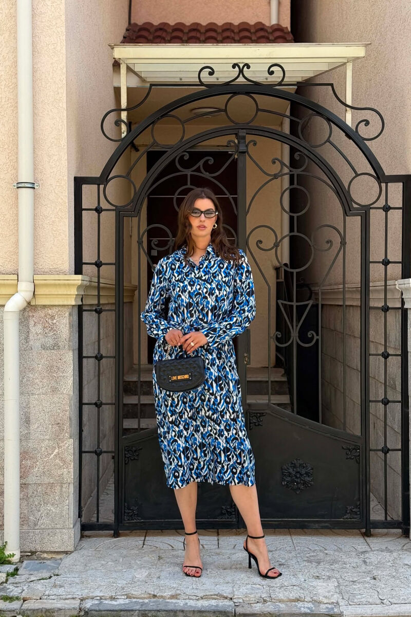 DESIGNED LONG SLEEVE WOMAN DRESS BLACK-BLUE/ZEBL - 5