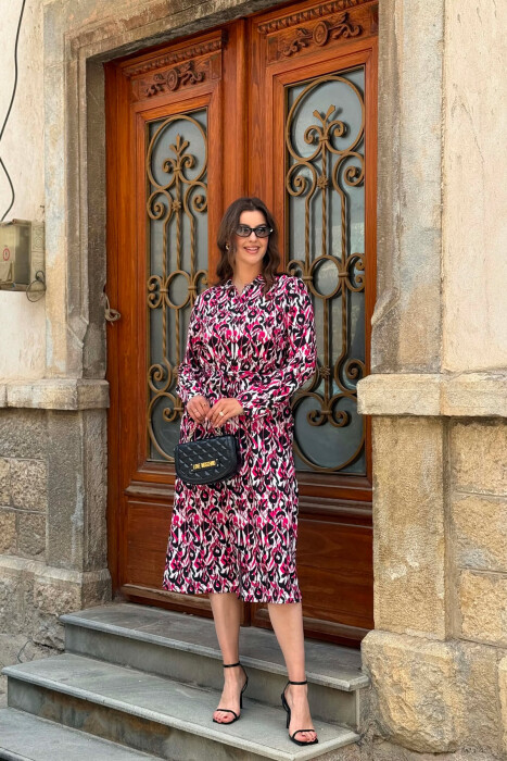 DESIGNED LONG SLEEVE WOMAN DRESS BLACK-PINK/ZERO - 7