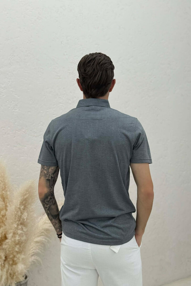 DESIGNED POLO NECK MEN T-SHIRT GREY/GRI - 4