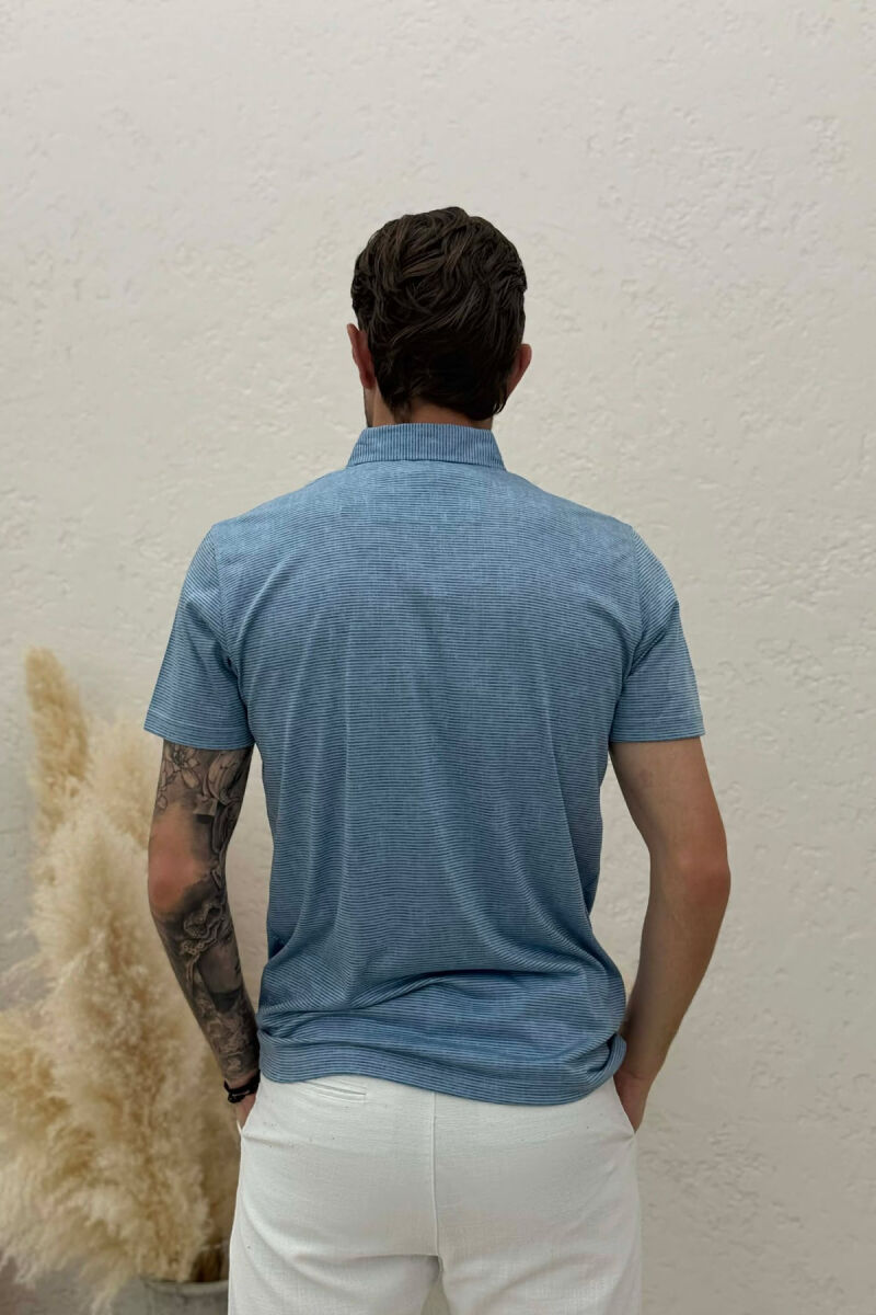 DESIGNED POLO NECK MEN T-SHIRT LIGHTBLUE/BZ - 3