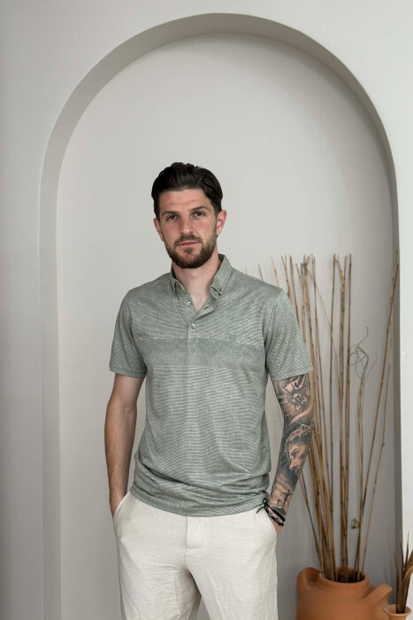 DESIGNED POLO NECK MEN T-SHIRT MINT/MENTE 