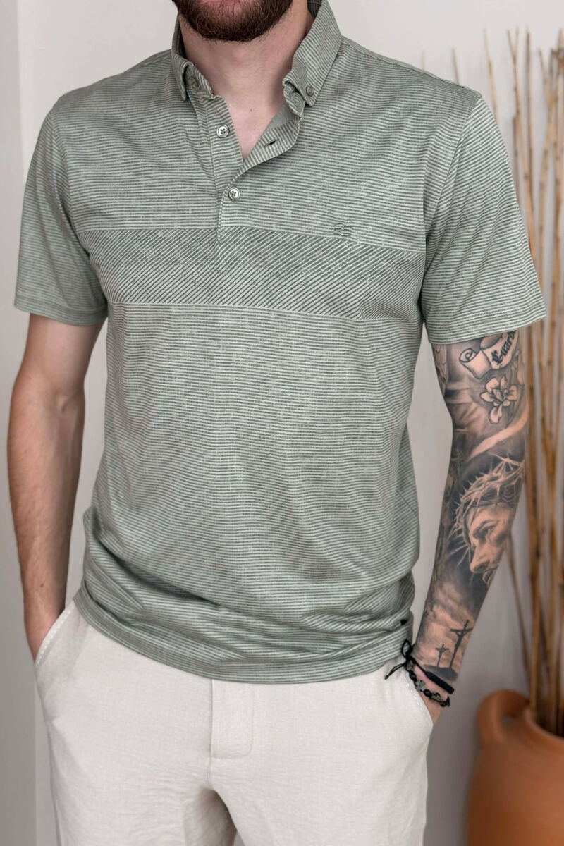DESIGNED POLO NECK MEN T-SHIRT MINT/MENTE - 2