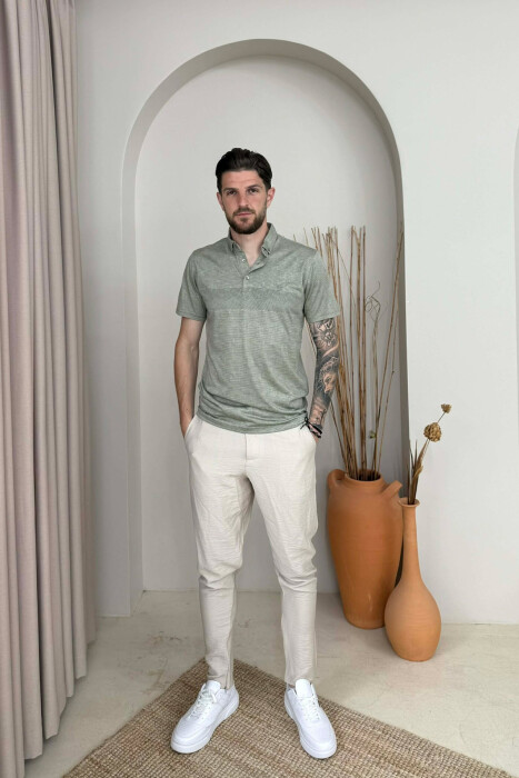 DESIGNED POLO NECK MEN T-SHIRT MINT/MENTE - 3