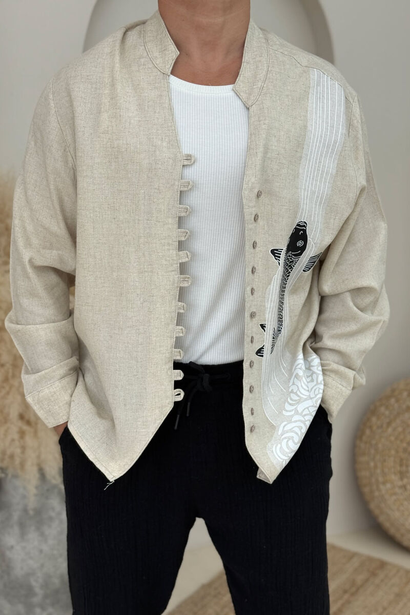 DESIGNED SIMPLE MEN SHIRT BEIGE/BEZHE - 1