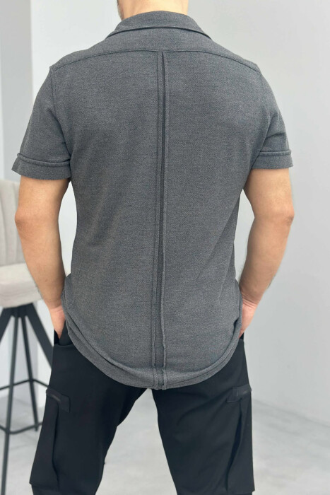 DETAILS SHORT SLEEVES MEN SHIRT DARK GREY/GEE - 3