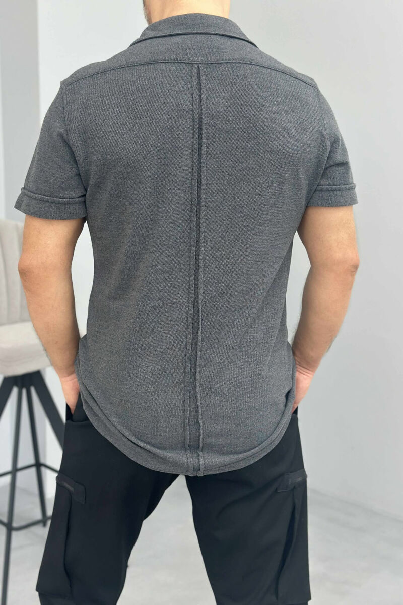 DETAILS SHORT SLEEVES MEN SHIRT DARK GREY/GEE - 3