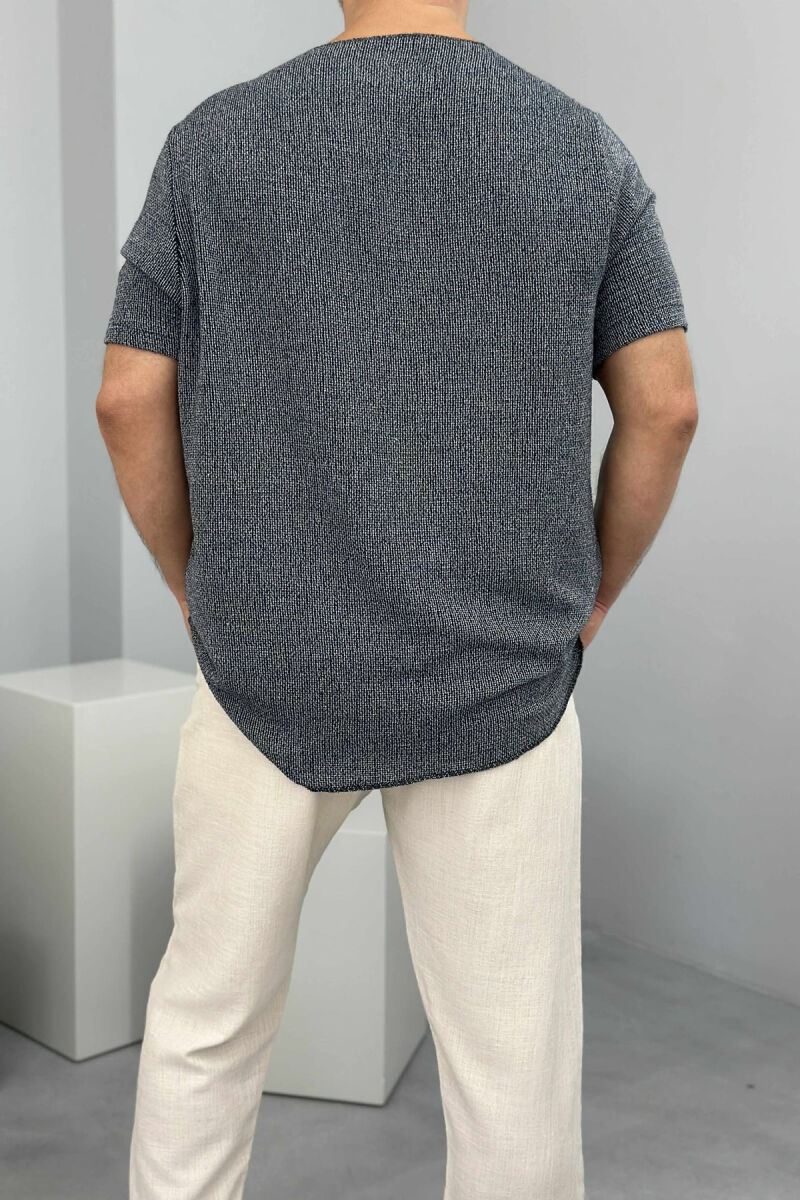 DETAILS SIMPLE MEN T-SHIRT DARK BLUE/BEE - 3