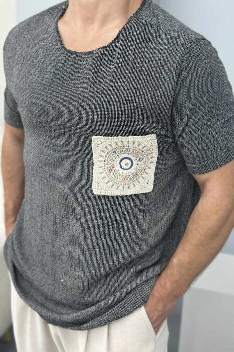 DETAILS SIMPLE MEN T-SHIRT DARK GREY/GEE - 2