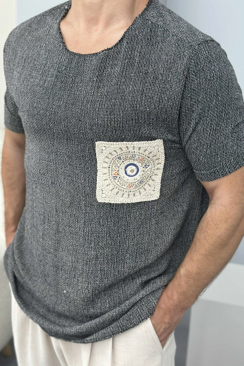 DETAILS SIMPLE MEN T-SHIRT DARK GREY/GEE - 2