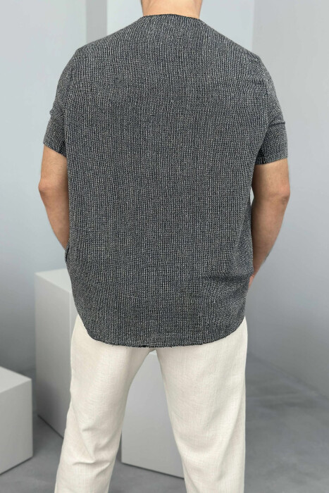 DETAILS SIMPLE MEN T-SHIRT DARK GREY/GEE - 3