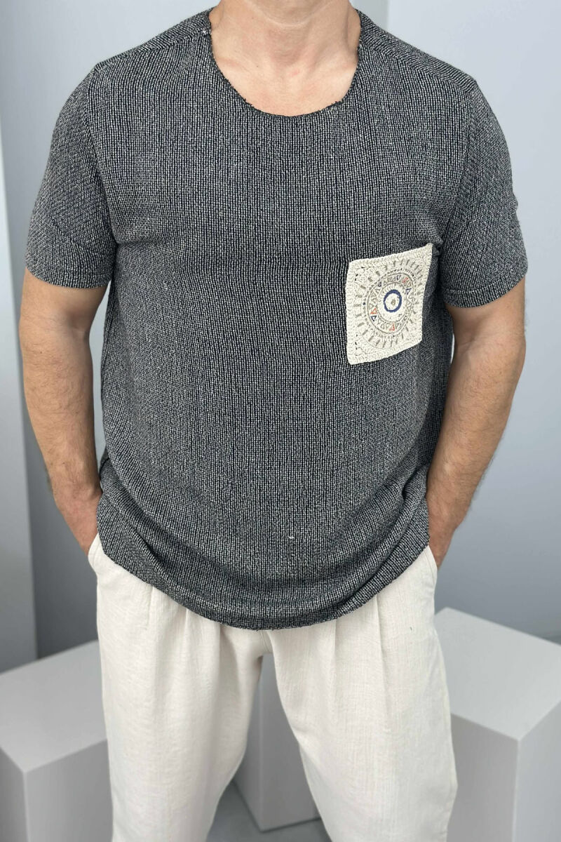 DETAILS SIMPLE MEN T-SHIRT DARK GREY/GEE - 4