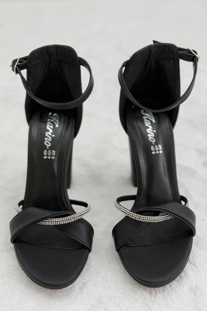 DIAMOND DETAILS HIGH HEEL WOMEN SANDALS BLACK/ E ZEZE - 3