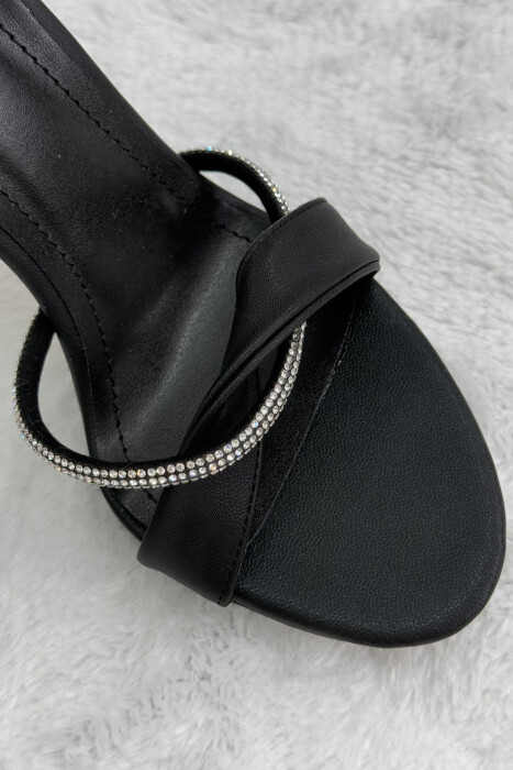 DIAMOND DETAILS HIGH HEEL WOMEN SANDALS BLACK/ E ZEZE - 4