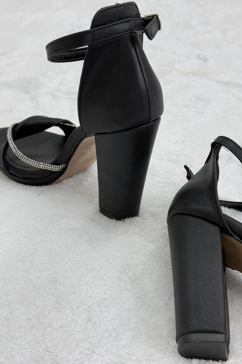 DIAMOND DETAILS HIGH HEEL WOMEN SANDALS BLACK/ E ZEZE - 5