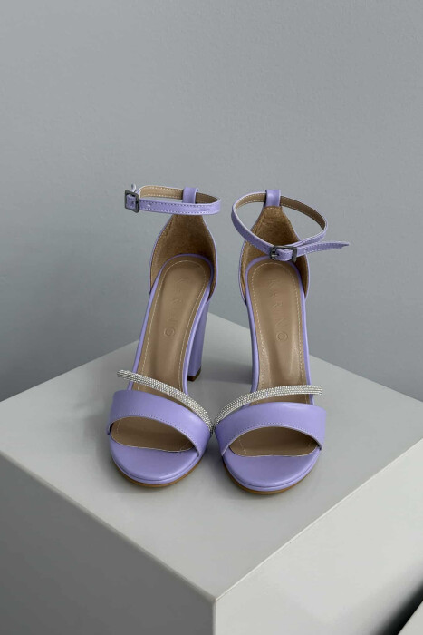 DIAMOND DETAILS HIGH HEEL WOMEN SANDALS PURPLE/LEJLA - 2