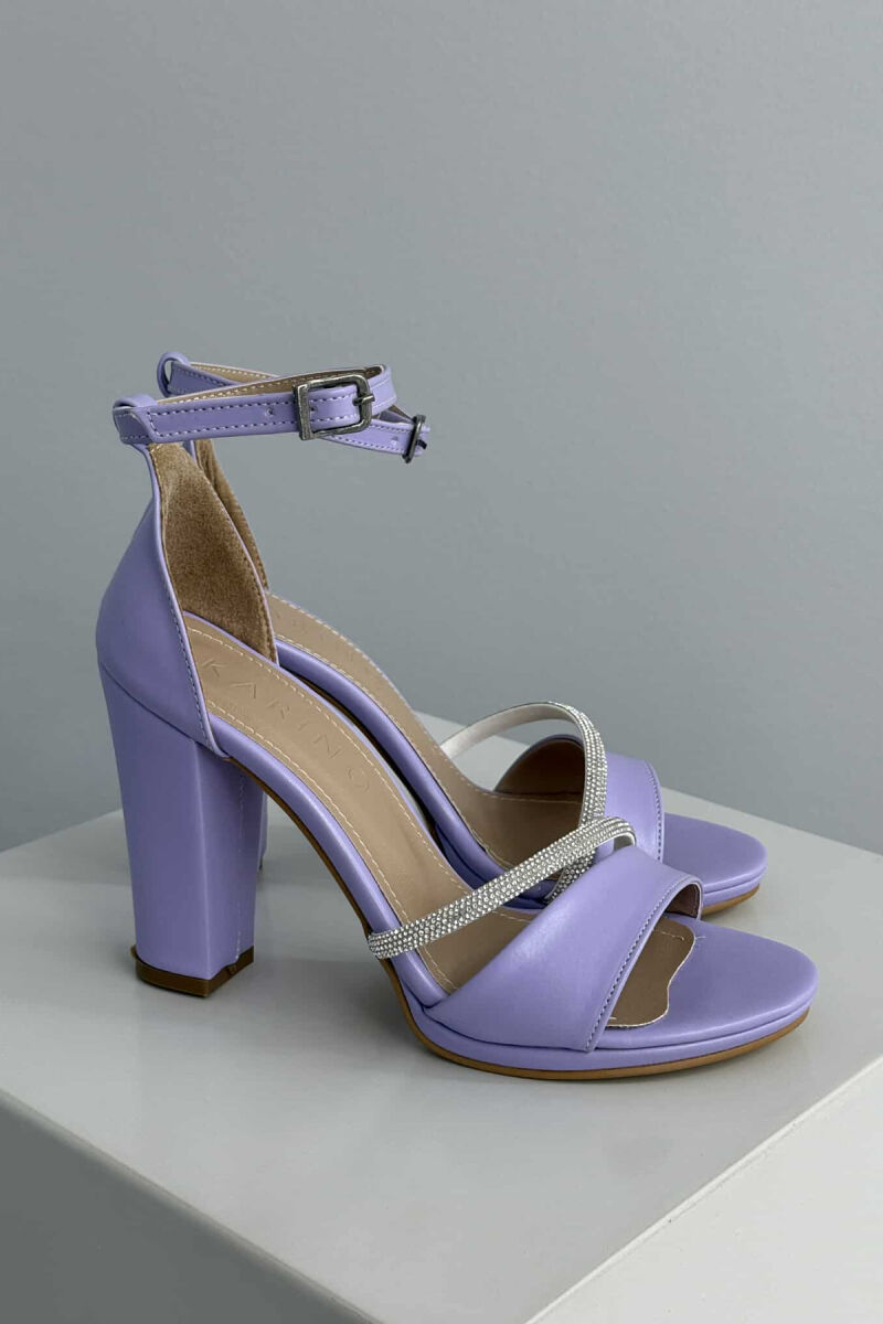 DIAMOND DETAILS HIGH HEEL WOMEN SANDALS PURPLE/LEJLA - 4