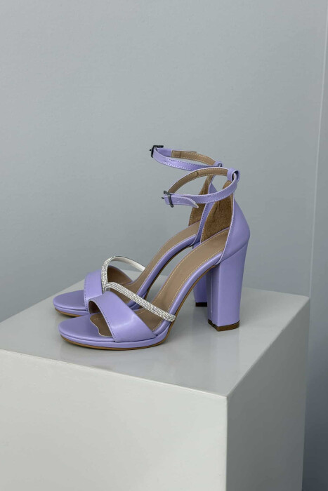 DIAMOND DETAILS HIGH HEEL WOMEN SANDALS PURPLE/LEJLA - 7
