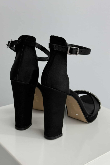 DIAMOND STRAP DETAIL HIGH HEEL WOMEN SANDALS BLACK/ E ZEZE - 4