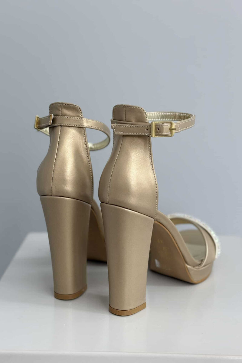 DIAMOND STRAP DETAIL HIGH HEEL WOMEN SANDALS GOLDEN ROD/GOLD - 2