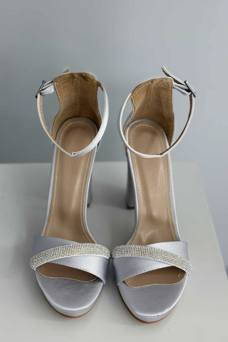 DIAMOND STRAP DETAIL HIGH HEEL WOMEN SANDALS GREY/GRI - 7