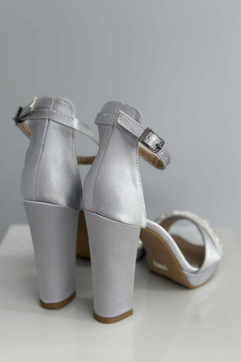 DIAMOND STRAP DETAIL HIGH HEEL WOMEN SANDALS GREY/GRI - 9