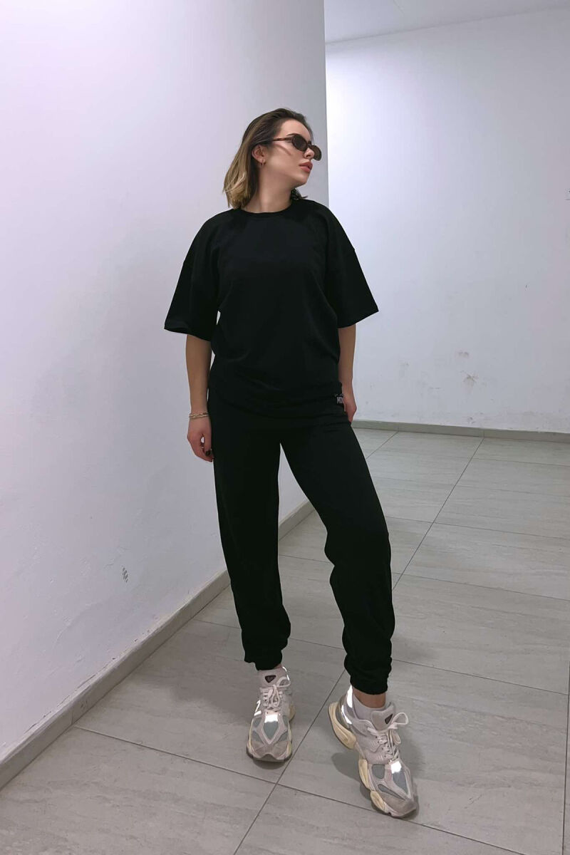 DIAMOND WRITTING T-SHIRT+SWEATPANTS WOMEN SET BLACK/ E ZEZE - 3