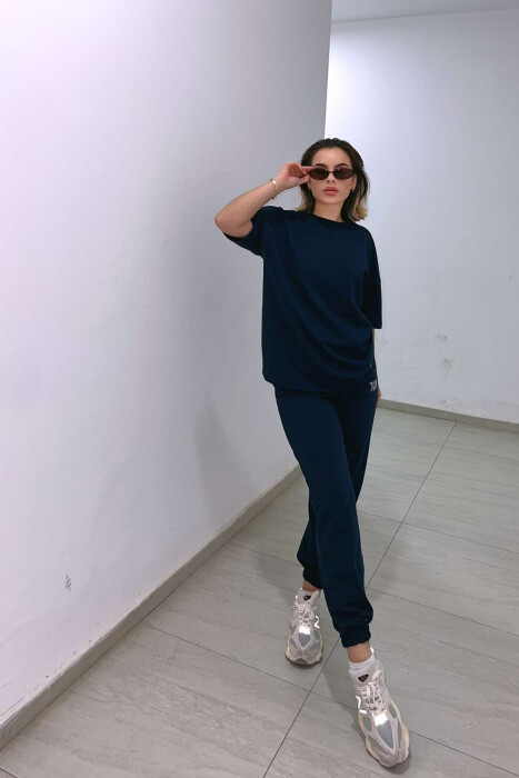 DIAMOND WRITTING T-SHIRT+SWEATPANTS WOMEN SET BLUE/BLU - 1