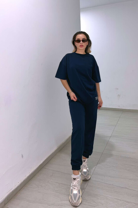 DIAMOND WRITTING T-SHIRT+SWEATPANTS WOMEN SET BLUE/BLU - 2