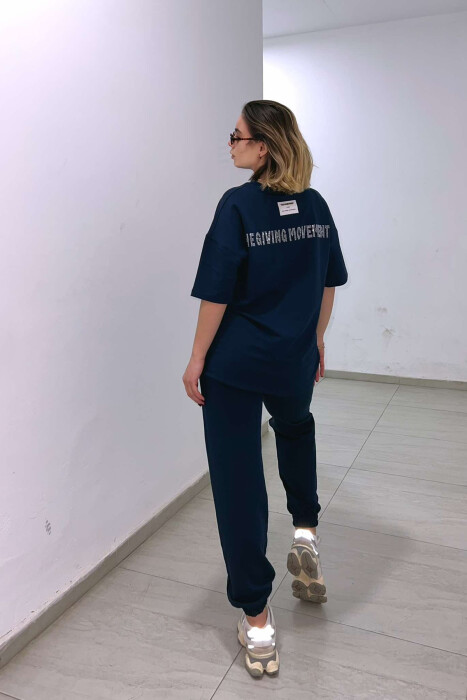 DIAMOND WRITTING T-SHIRT+SWEATPANTS WOMEN SET BLUE/BLU - 3