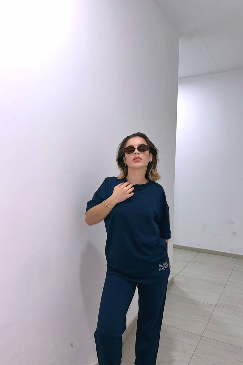 DIAMOND WRITTING T-SHIRT+SWEATPANTS WOMEN SET BLUE/BLU - 4